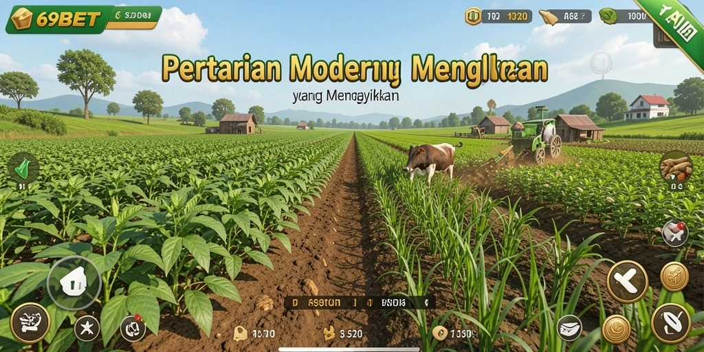 Tampilan screenshot gameplay 69BET yang menampilkan aktivitas bertani.