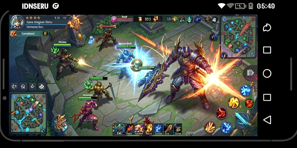 Screenshot gameplay seru IDNSERU dengan pertarungan strategis.