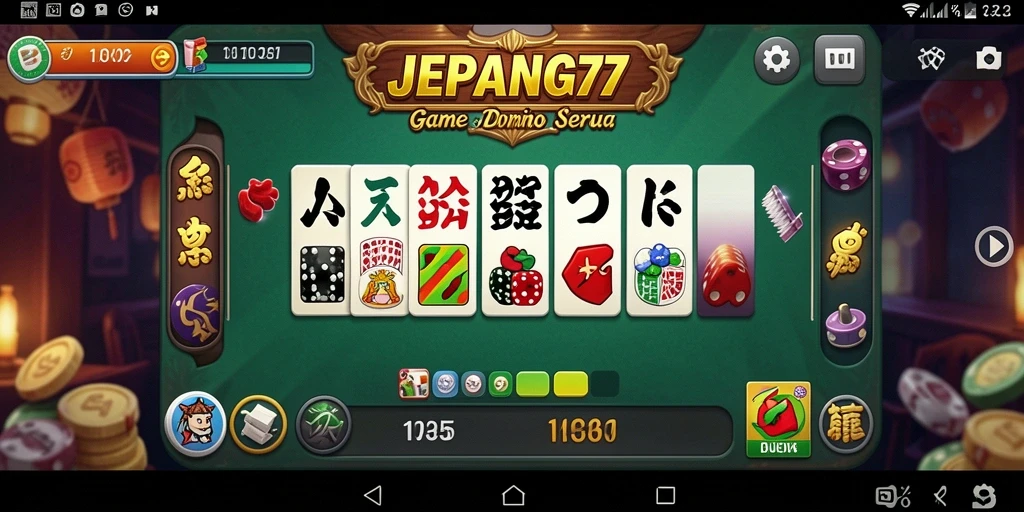 Tangkapan layar gameplay seru dari JEPANG77 saat bermain domino.