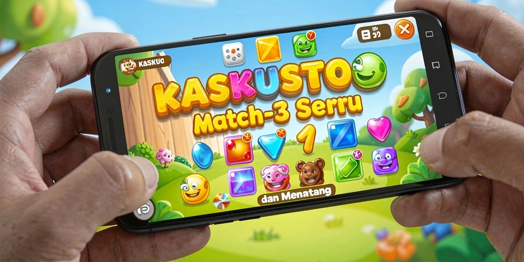 Screenshot gameplay KASKUSTOTO yang menampilkan aksi seru match-3.