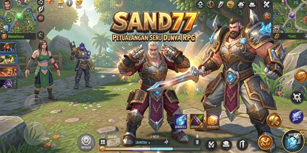 Screenshot gameplay SAND77 dengan grafis menakjubkan dan pertarungan seru.
